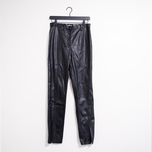 NEW Jason Wu Black Vegan Leather Moto Pants - Size Medium NWT - Picture 1 of 7